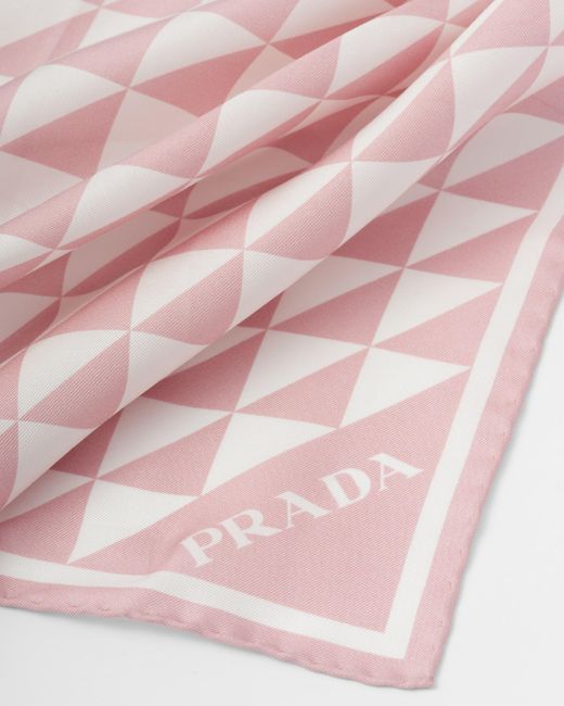 Prada Pink Printed Silk Twill Scarf