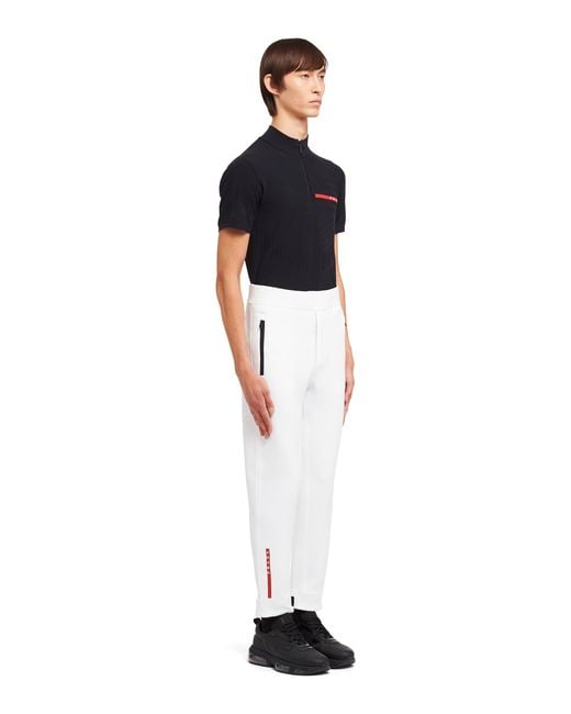 Prada White Logo-Print Tapered Trousers for men