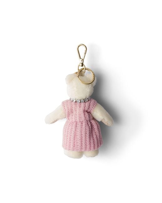 Prada Pink Teddy Bear Keychain Charm