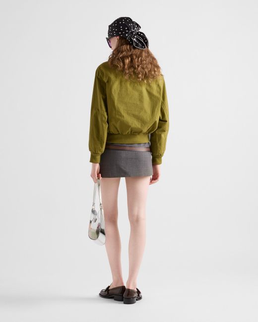 Prada White Technical Wool Miniskirt With Printed Belt