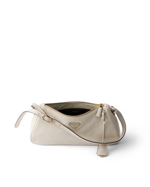 Prada Natural Aimée Large Nappa Leather Bag, Chalk N