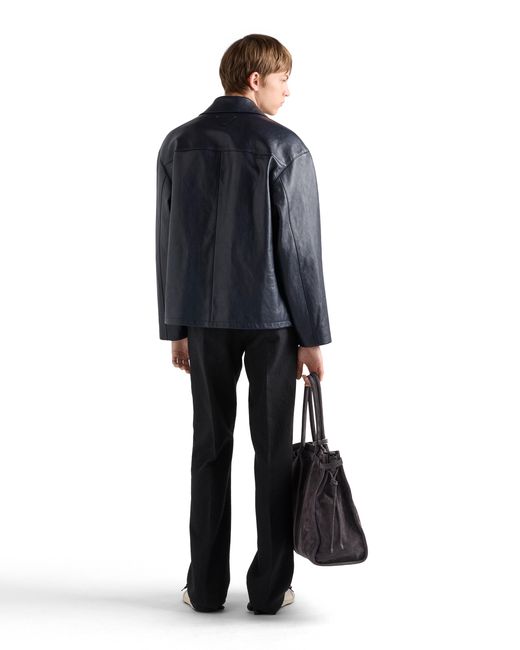 Prada Blue Nappa Leather Jacket for men