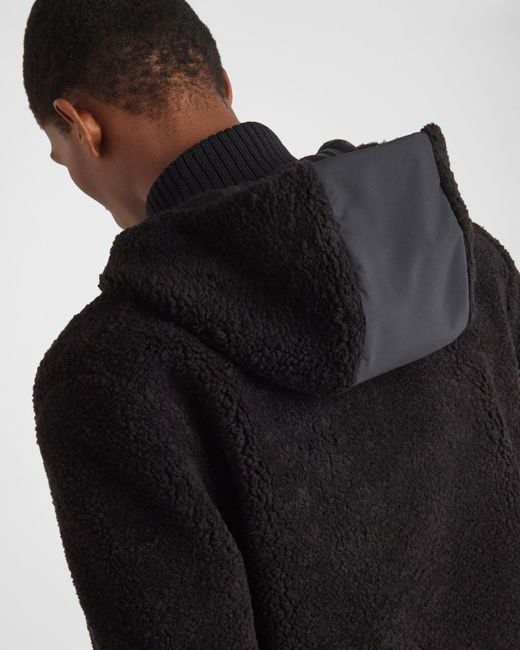 Cardigan À Capuche En Molleton De Laine Mélangée Prada pour homme en coloris Blue