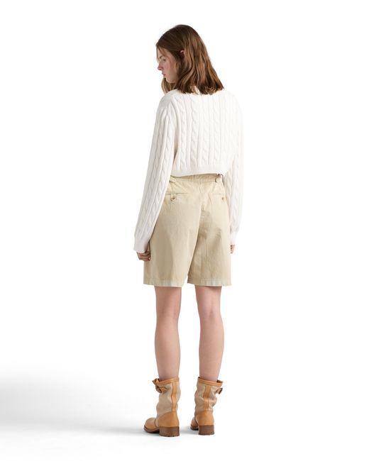 Prada White V-Neck Cotton Sweater