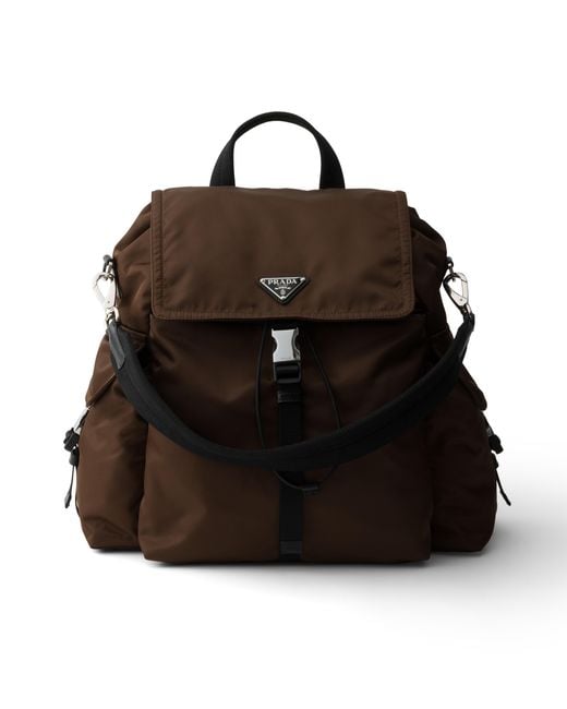 Prada Black Explore Re-Nylon And Leather Backpack for men