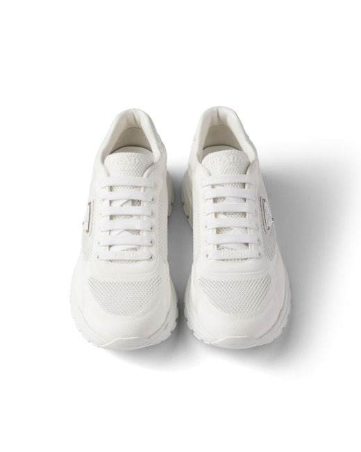 Prada White Prax 2.0 Fabric Sneakers for men