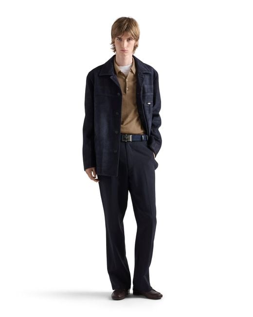 Prada Natural Wool And Silk Polo Sweater for men