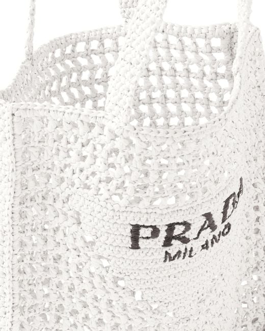 Prada White Crochet Tote Bag