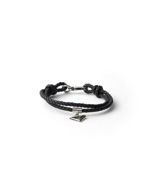 Prada White Braided Nappa Leather Bracelet for men