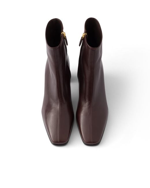 Prada Brown Leather Booties, Dark
