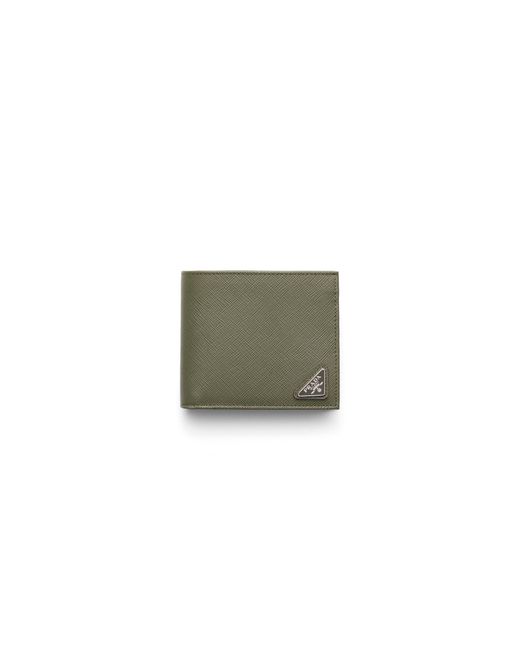 Portefeuille En Cuir Saffiano Avec Porte-Monnaie Prada pour homme en coloris Green