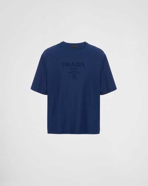Prada T-Shirt Aus Technischer Baumwolle in Blue für Herren