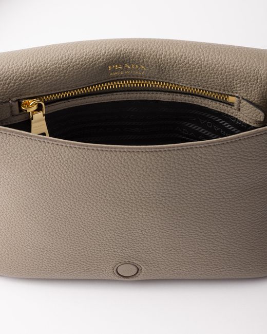 Prada Gray Leather Shoulder Bag