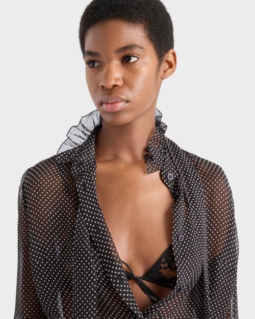 Camicia A Pois di Prada in Black