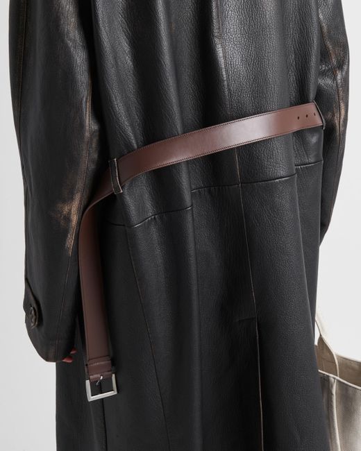 Prada Black Leather Coat