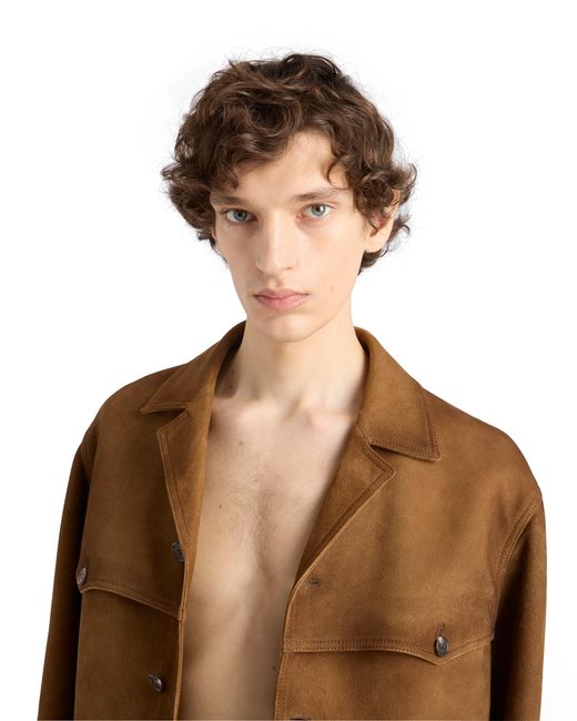 Leather Jackets Prada de hombre de color Brown