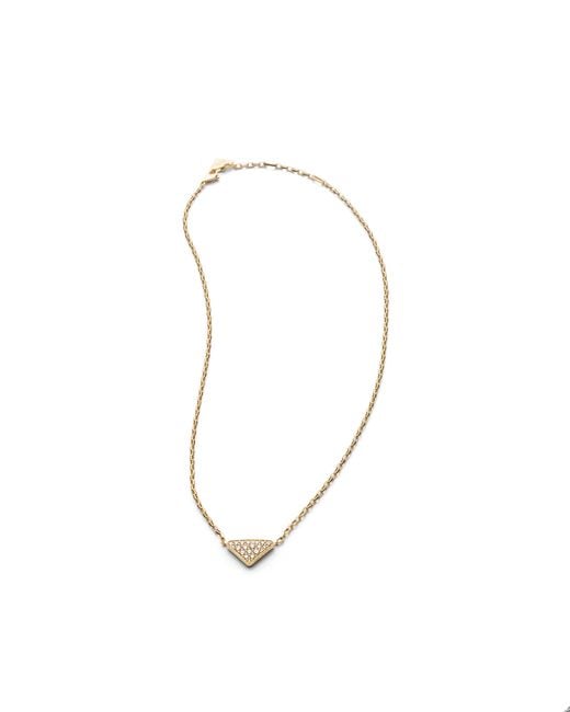Prada White Eternal Gold Eternal Mini Triangle Pendant Necklace In Yellow Gold And Diamonds