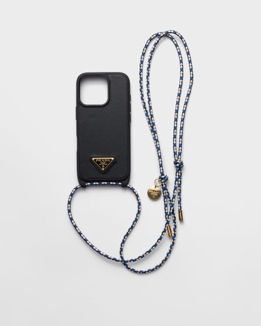 Prada White Leather Case For Iphone 16 Pro