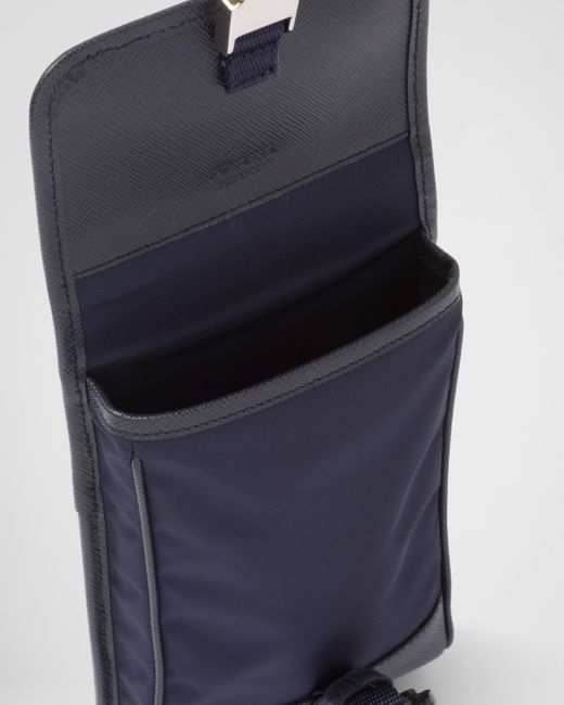 Prada Smartphone-Hülle Re-Nylon Und Saffiano-Leder in Blue für Herren