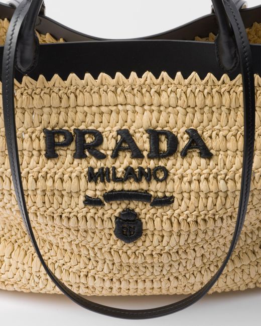 Prada Metallic Medium Crochet And Leather Tote Bag
