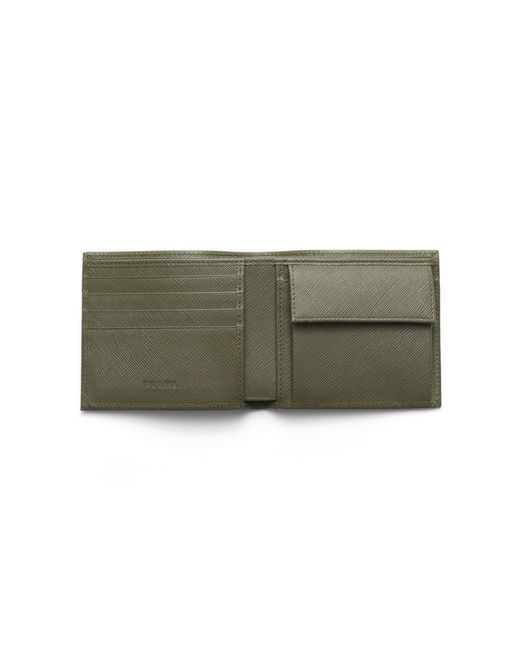 Portefeuille En Cuir Saffiano Avec Porte-Monnaie Prada pour homme en coloris Green