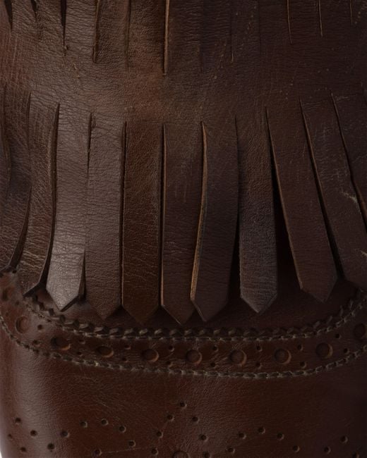 Mules En Cuir Effet Vieilli Shuffle Avec Bride À Boucle Et Frange Prada pour homme en coloris Brown