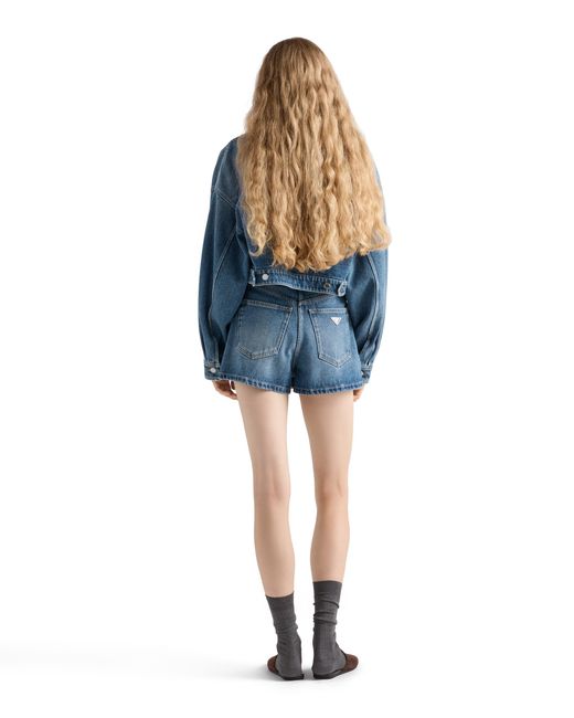 Prada Blue Cropped Denim Jacket