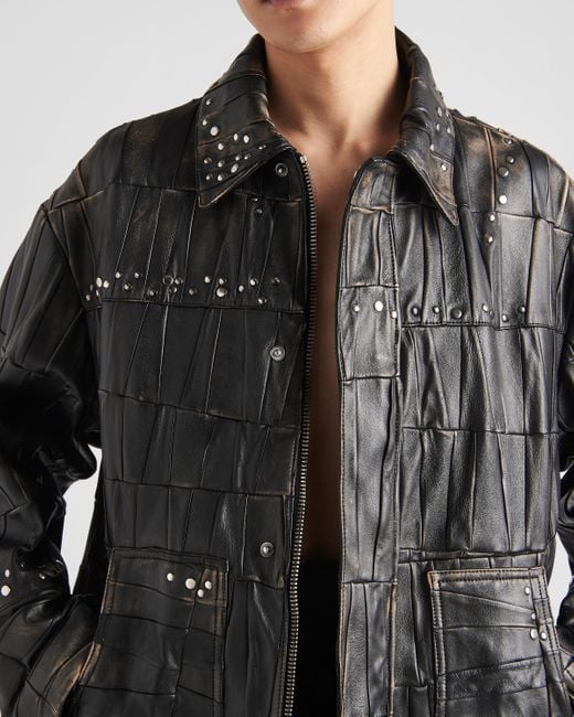 Prada Black Studded Leather Jacket for men