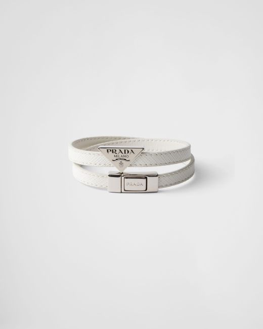 Prada White Saffiano Leather Bracelet for men