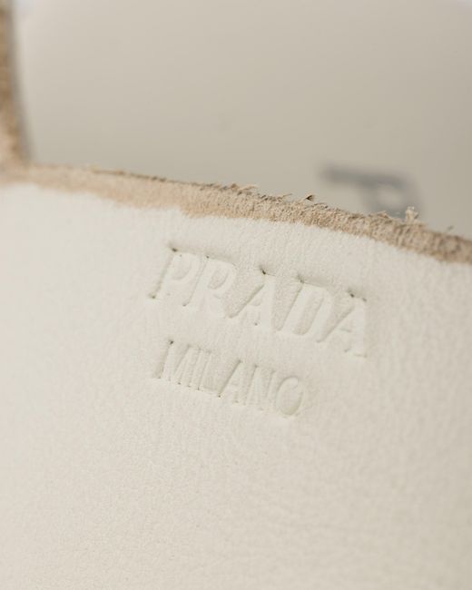 Prada White Antiqued Leather Sandals