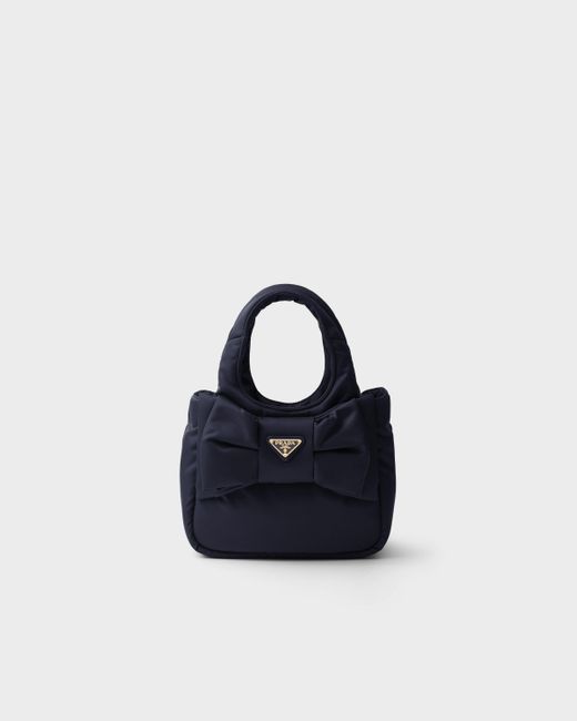 Mini Sac En Re-Nylon Matelassé Avec Nœud Prada en coloris Blue