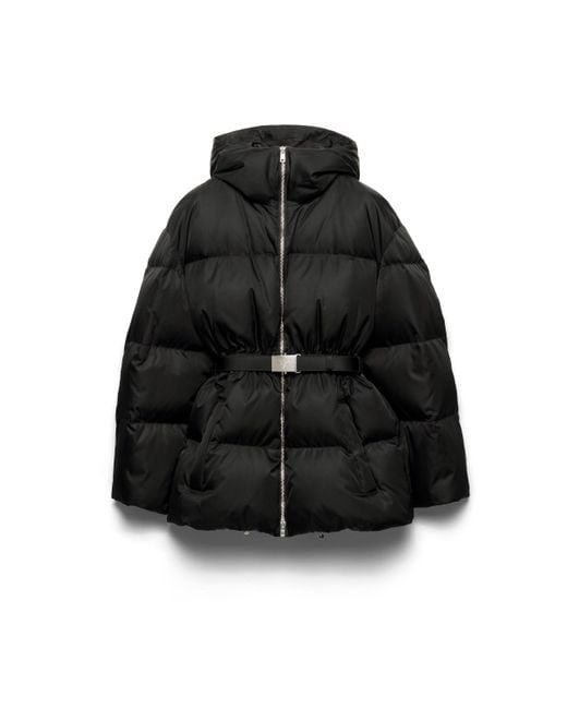Chaqueta De Plumón Y Re-Nylon Con Capucha, Mujer, Talla Prada de color Black