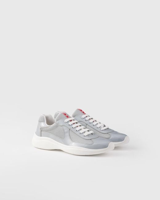 Prada White America'S Cup Logo-Patch Sneakers for men
