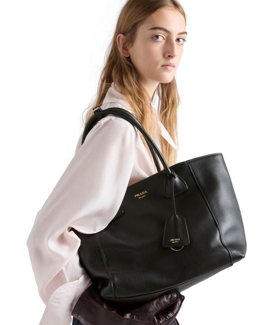 Borsa Shopping Nova Large di Prada in Black