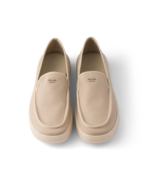 Prada White Fabric Loafers, Size 6 for men