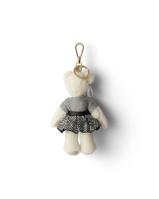 Prada White Teddy Key Ring Charm