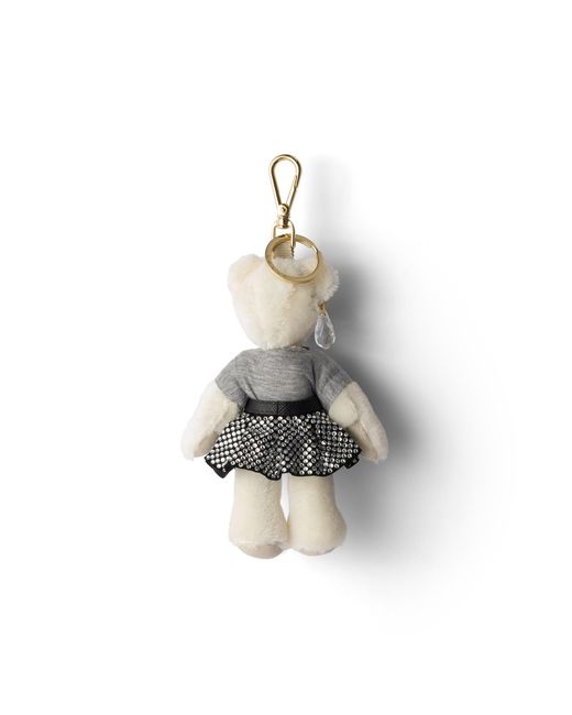 Prada White Teddy Key Ring Charm
