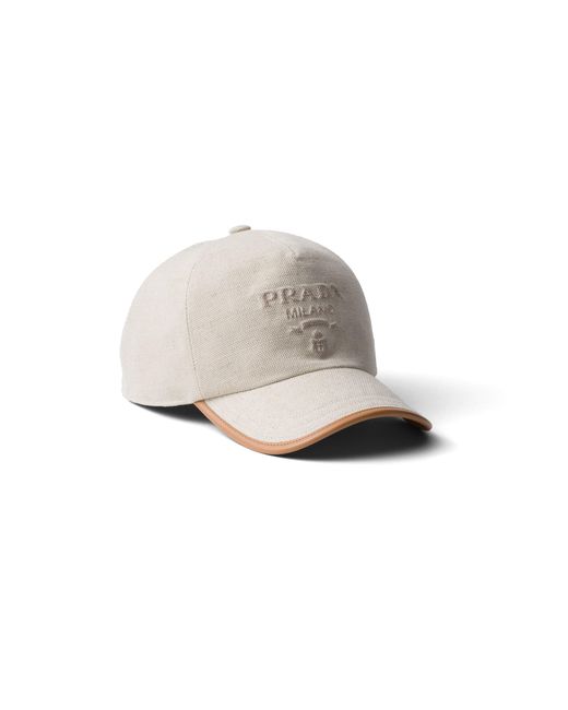 Prada White Linen Trucker Hat for men