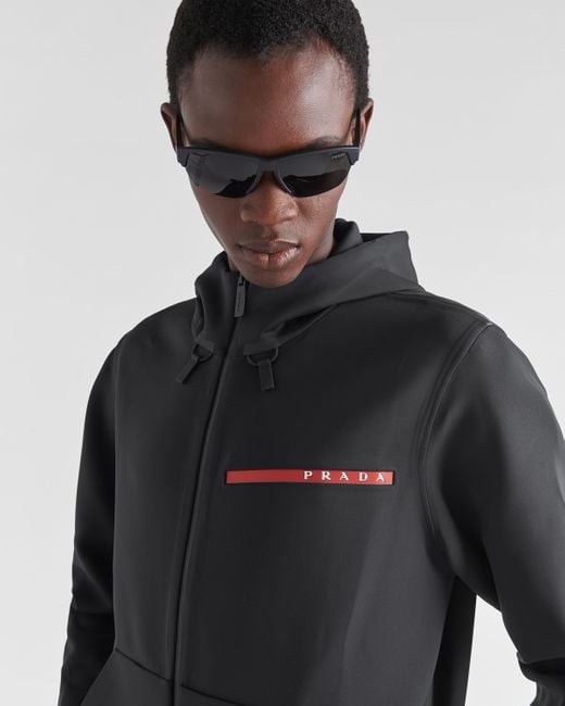 Prada Kapuzenpullover Aus Funktionsgewebe in Black für Herren