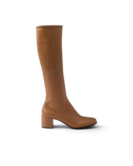 Prada Brown Stretch Nappa Leather Boots