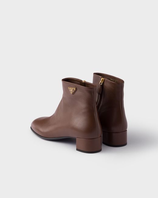 Prada Brown Stiefeletten Aus Nappa-Leder