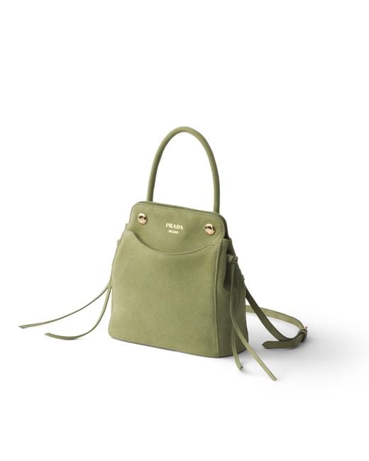 Prada Green Carry Mini Suede Handbag
