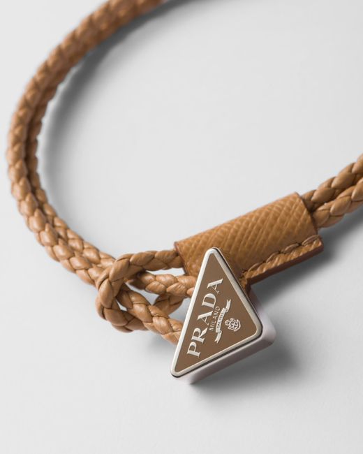 Prada Metallic Braided Nappa Leather Bracelet for men