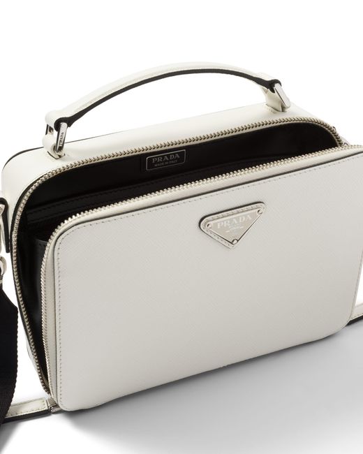 Prada White Brique Medium Saffiano Leather Bag for men