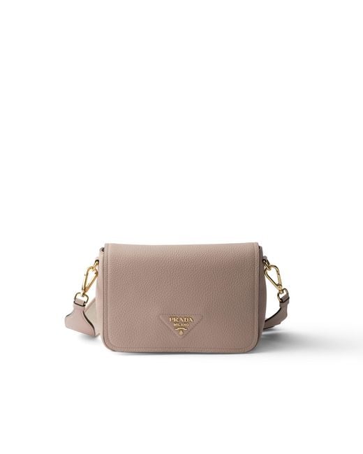 Prada Gray Leather Shoulder Bag, Water Lily
