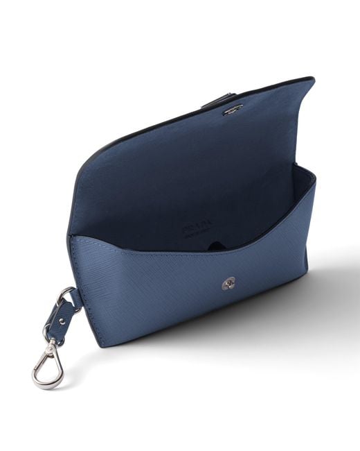 Prada Blue Saffiano Leather Eyeglasses Case for men