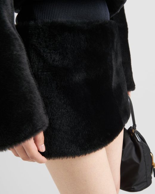 Prada Black Shearling Skirt
