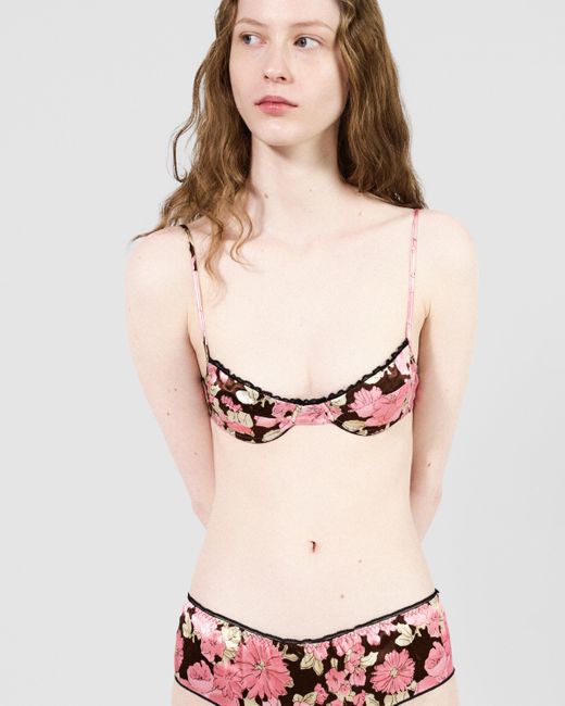 Prada Pink Printed Satin Bra