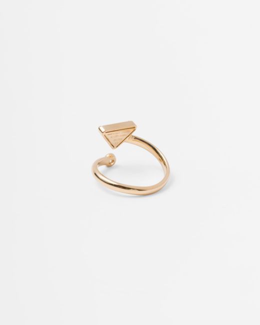 Prada White Eternal Gold Contrarié Ring In Yellow Gold With Diamond And Green Quartz