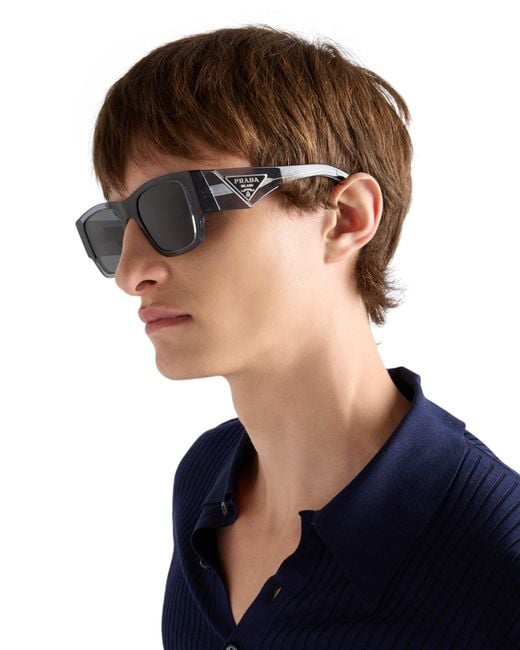 Gafas De Sol Con Logo Triangular Prada de hombre de color Blue